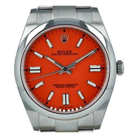 rolex oyster perpetual 124300 with coral red dial|rolex 124300 for sale.